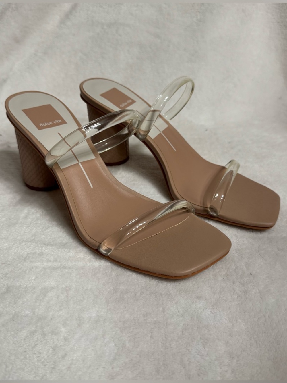 Dolce Vita Clear Strap Nude Block Heel Sandals